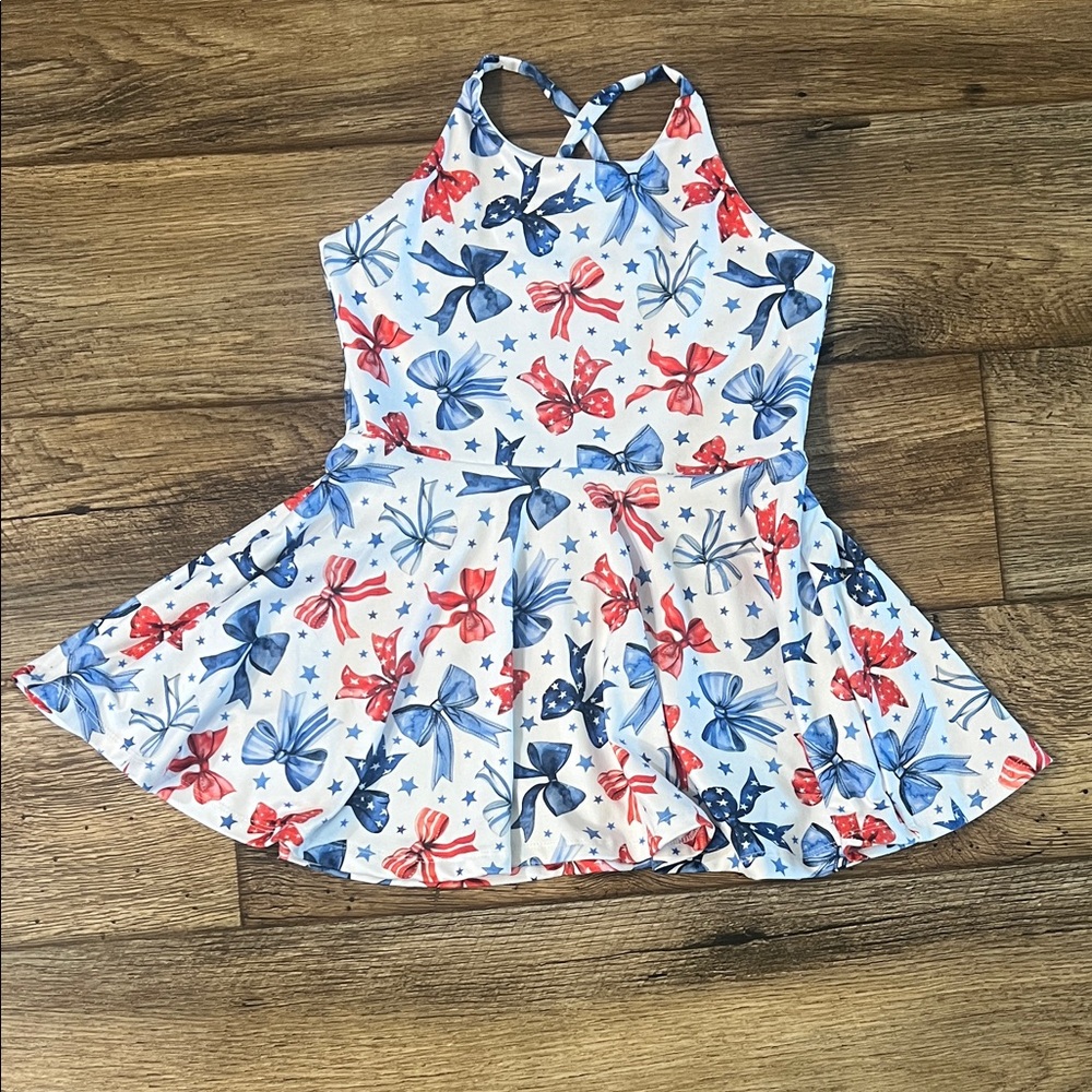 Girls' Handmade American Bow Print Peplum